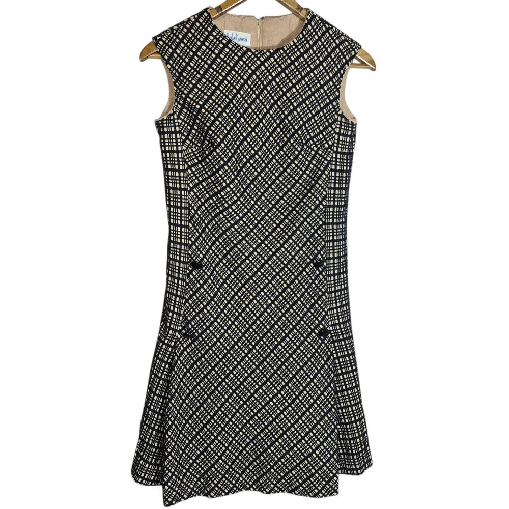 Vintage 1960s Hovland-Swanson Scooter Mod Drop-Waist Shift Mini Dress Plaid M